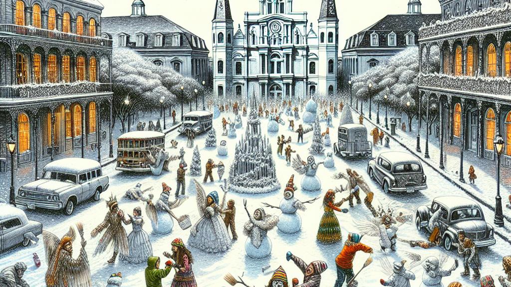 アメリカを襲った北極の寒波がニューオーリンズを雪の国に変えた