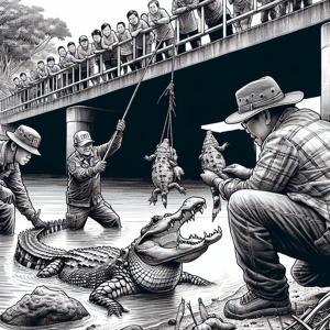 Spectacled Caiman Captured in Pingtung River