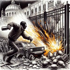Incident at Liberal Democratic Party Headquarters with Molotov Cocktails
