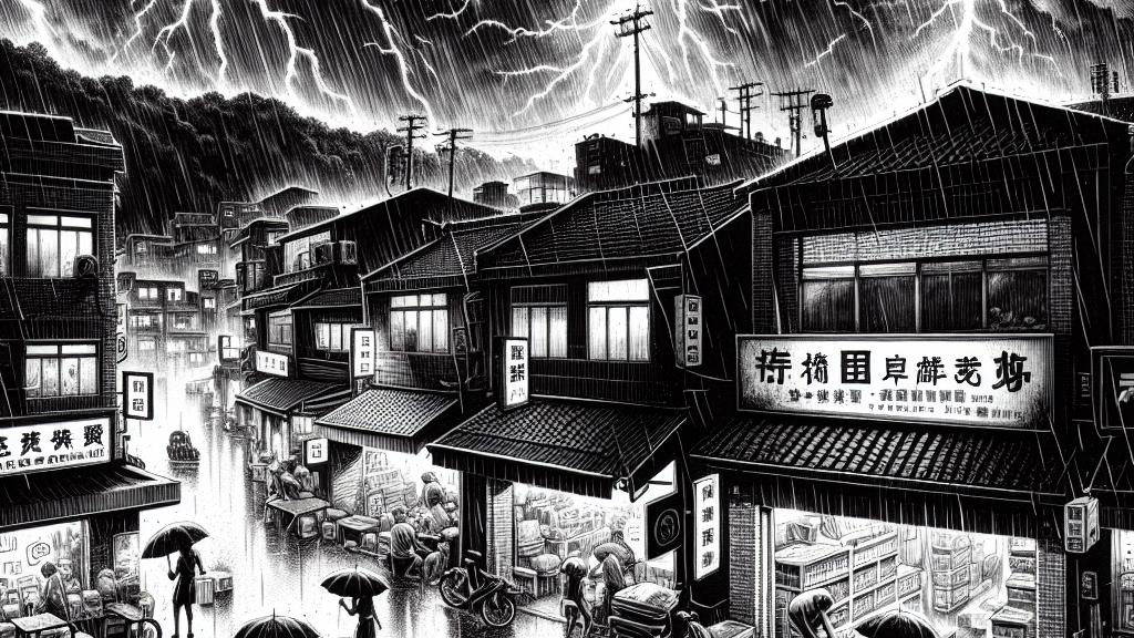 去りつつある嵐の影響に伴う台湾の豪雨警報