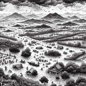 タイの洪水：豪雨の中でも水位が安定しています！