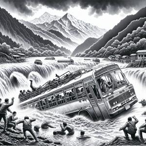 悲劇の展開：インドのバスがネパールの急流に転落