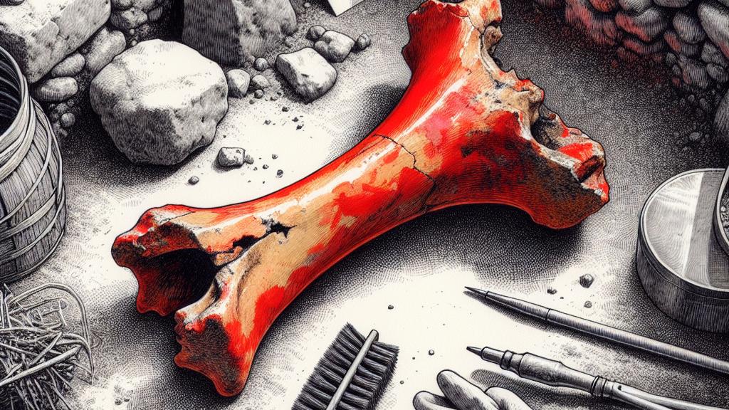 Discovery of an Unusual Ancient Dog Bone Painted Red