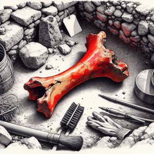 Discovery of an Unusual Ancient Dog Bone Painted Red