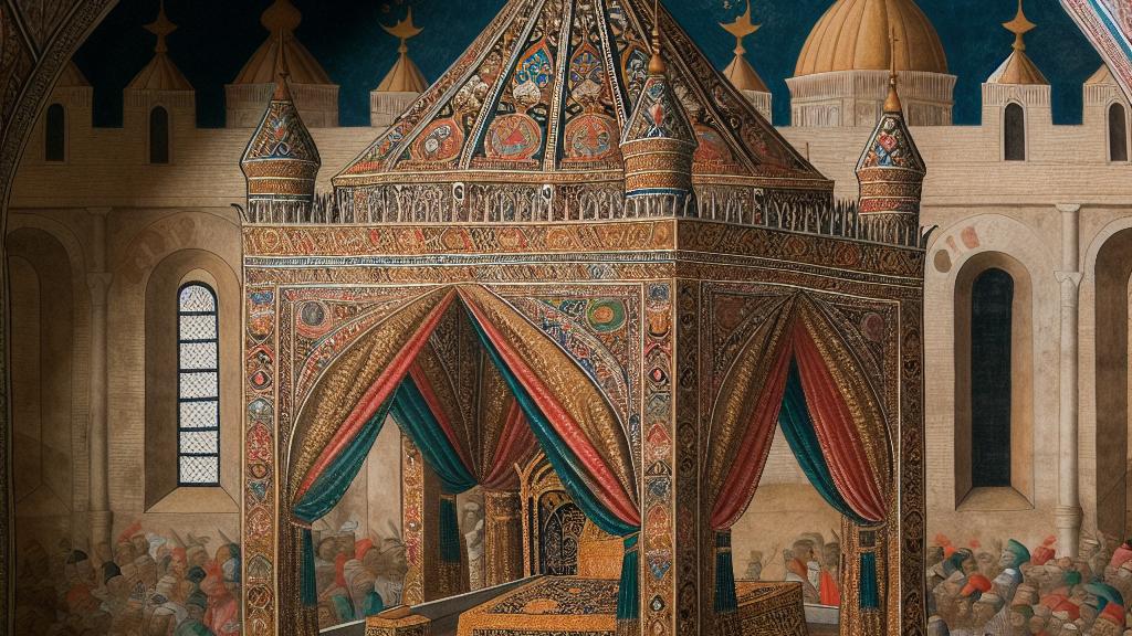 キリスト教の教会におけるイスラム教のテントの700年のフレスコ画を探求する