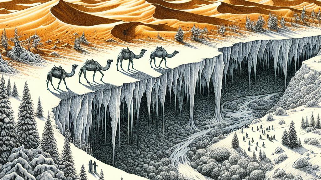 サウジアラビアのアルジャウフ砂漠での歴史的な降雪が気候の懸念を引き起こす