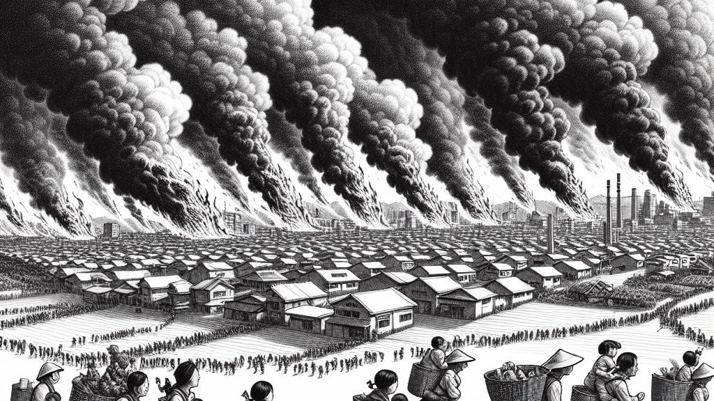 日本での大規模な山火事による大量避難