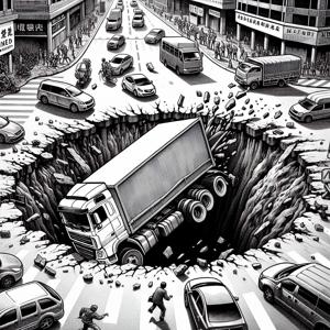 Rescue Efforts Underway After Truck Falls Into 10-Meter Deep Hole in Yashio City